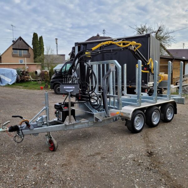 PKW Anhänger Holztransportanhänger HT353017-K mit Ladekran Jansen, Ladefläche (zwischen Rungen) ca. 3.00 x 1,49m