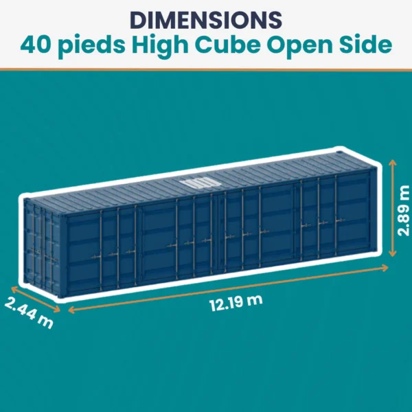 Container maritime 40′ HC OPEN SIDE 1er voyage