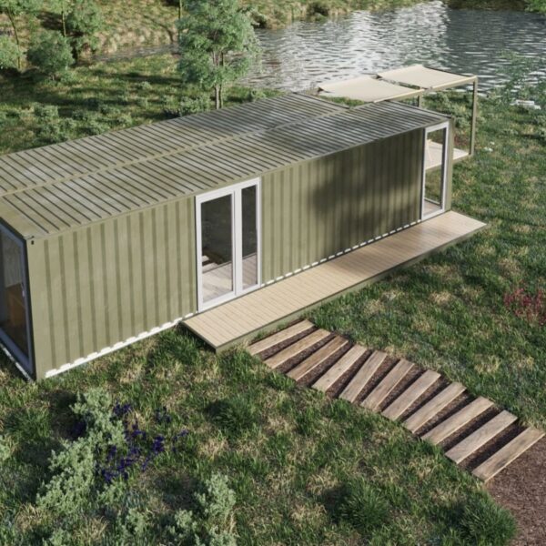 Maison en container d'expédition de 40 pieds de long